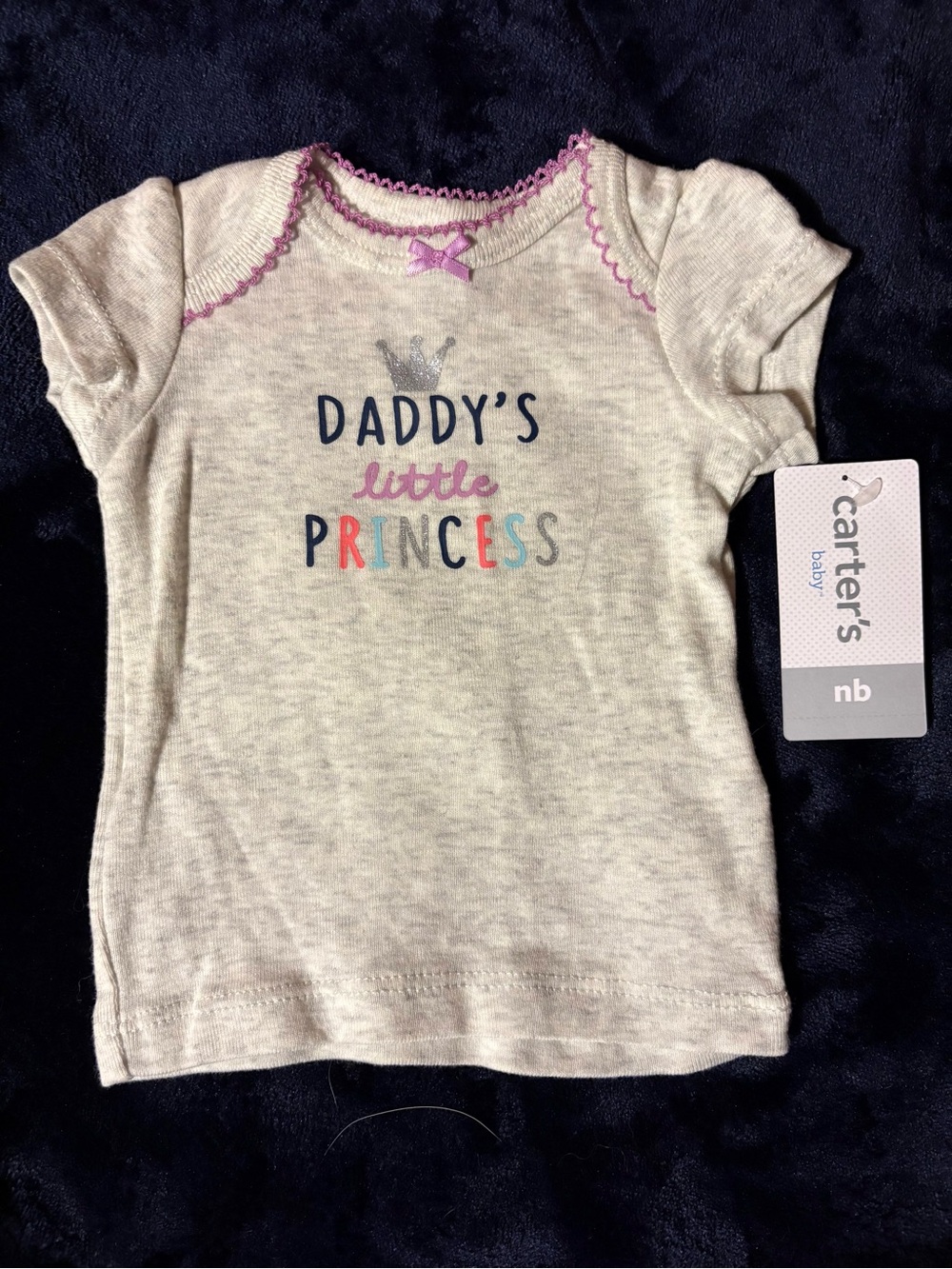 Carter's Gray Baby Tee with Pink Trim and Multicolor Print